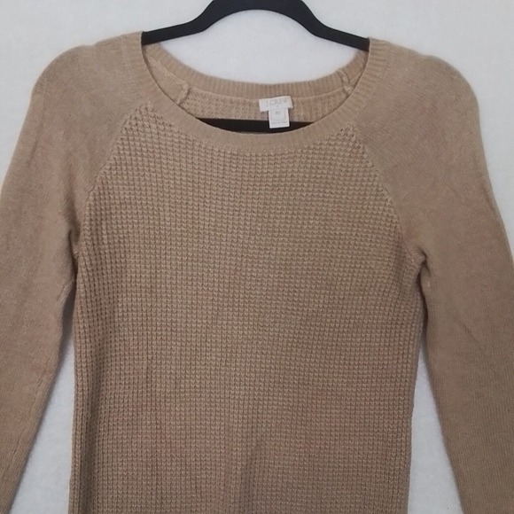 J.Crew Merino Wool Blend Waffle Knit Sweater‎ Size XS in Tan - Picture 4 of 10